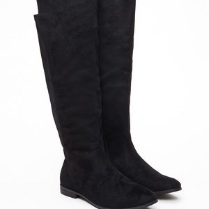 Black suede over the knee boots